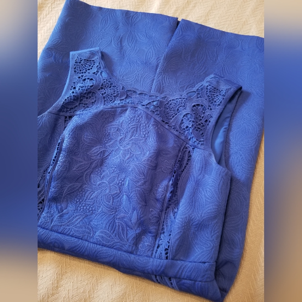 ANTONIO MELANI Royal Blue Mini Dress with Lace Insets